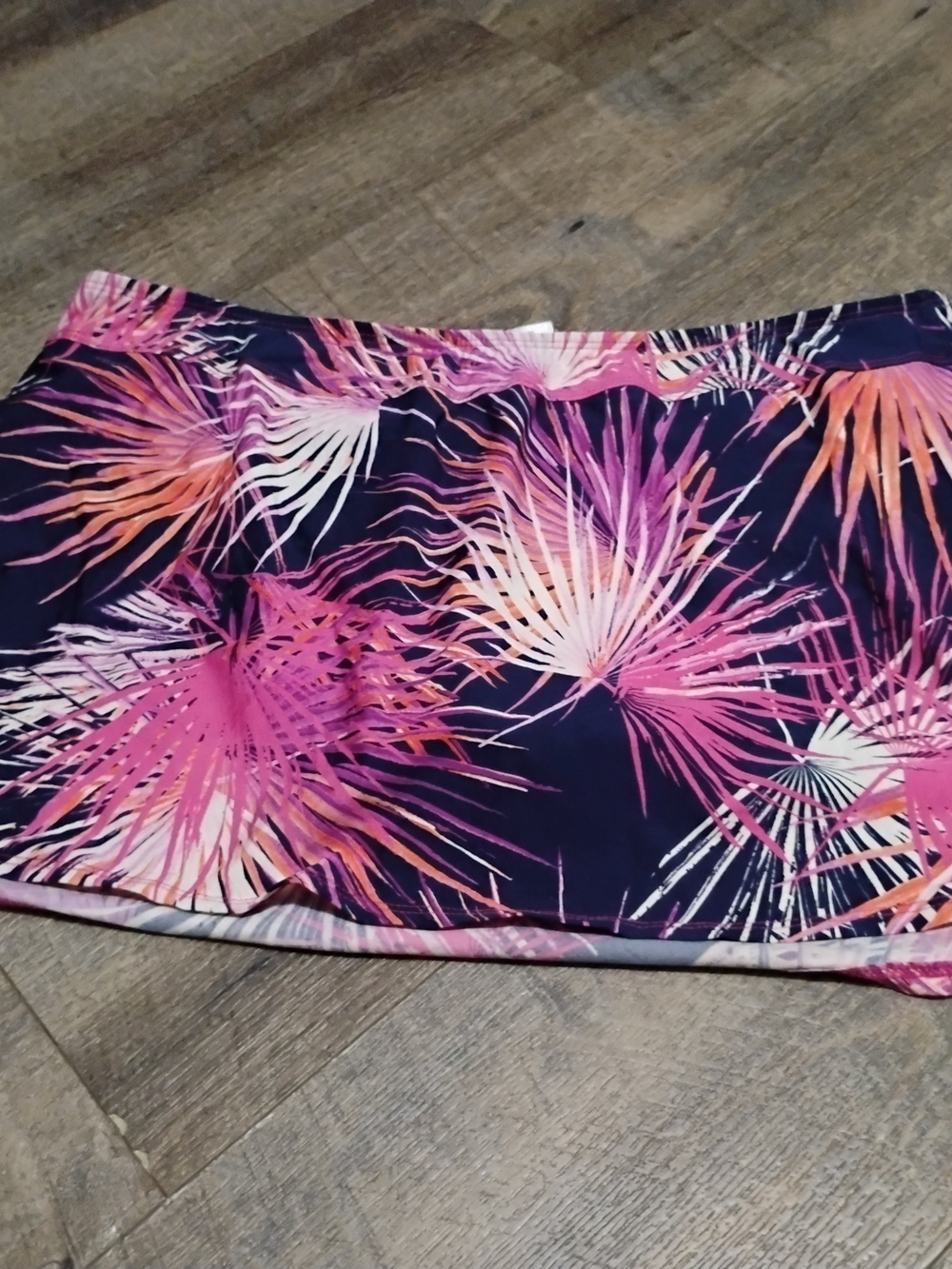 Women’s Navy Swim Skirt with Pink Palm Print Size 16